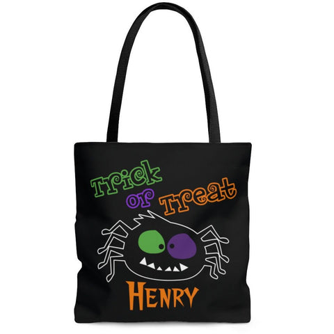 Personalized Halloween Trick Or Treat Bag, Kids Halloween Tote Bag - Spooky Spider
