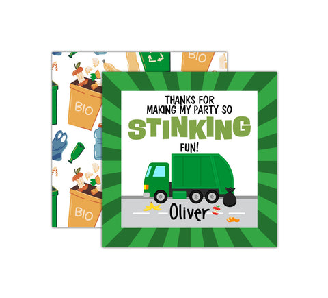 Personalized Garbage Truck Birthday Favor Tags
