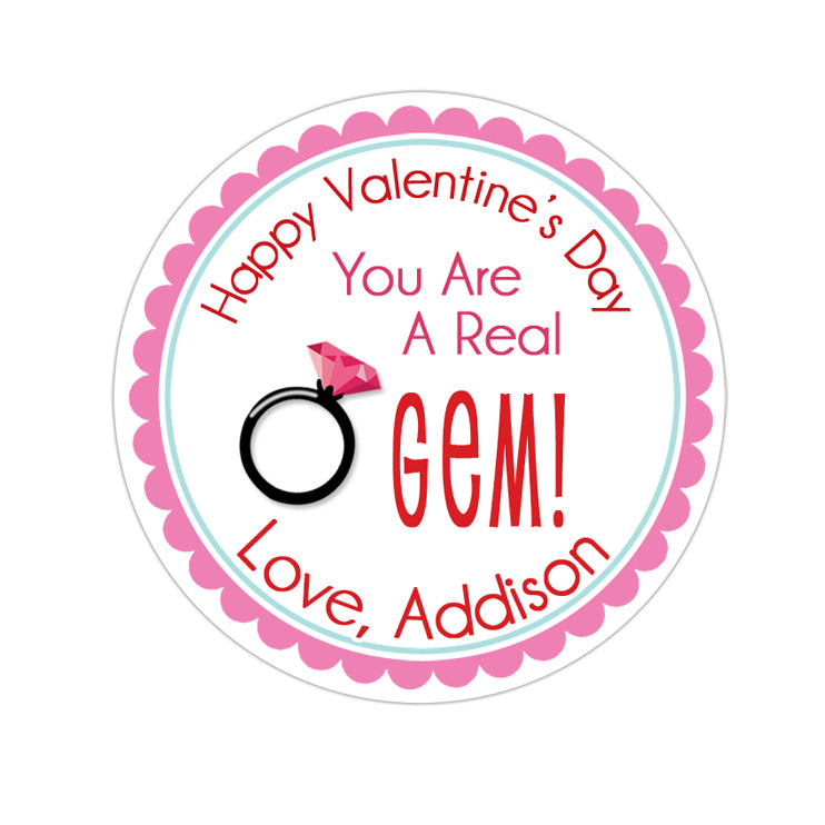 Gem Valentines Day Personalized Sticker Valentines Day Stickers - INKtropolis
