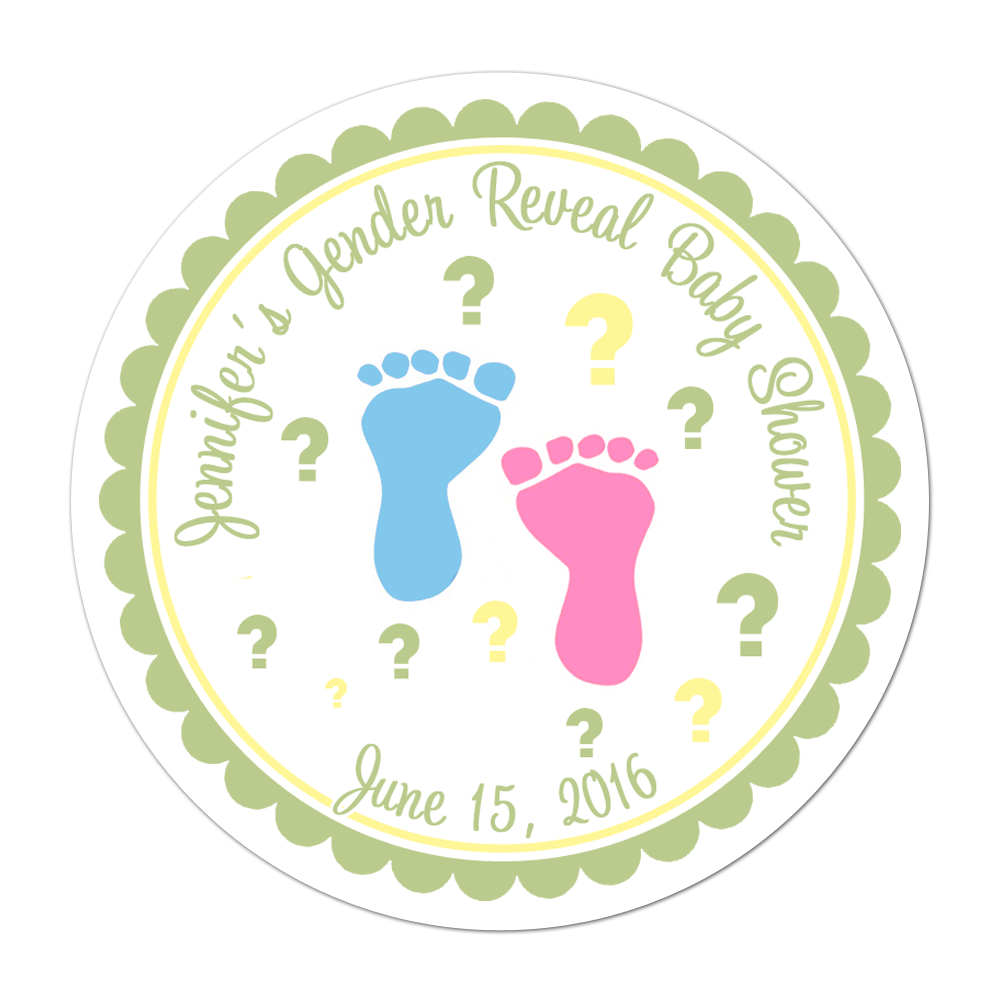 Gender Reveal Baby Feet Personalized Sticker Baby Shower Stickers - INKtropolis