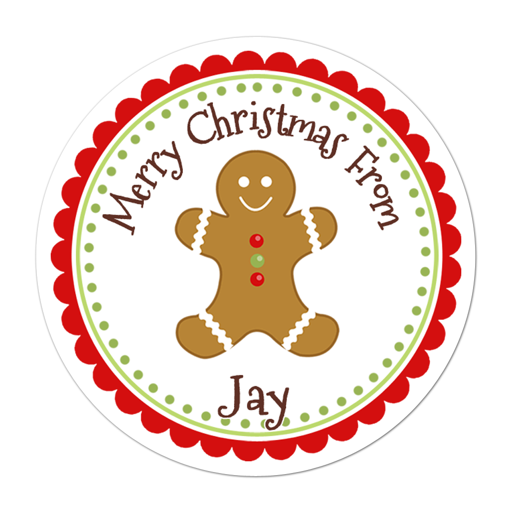 Gingerbread Man Personalized Sticker Christmas Stickers - INKtropolis