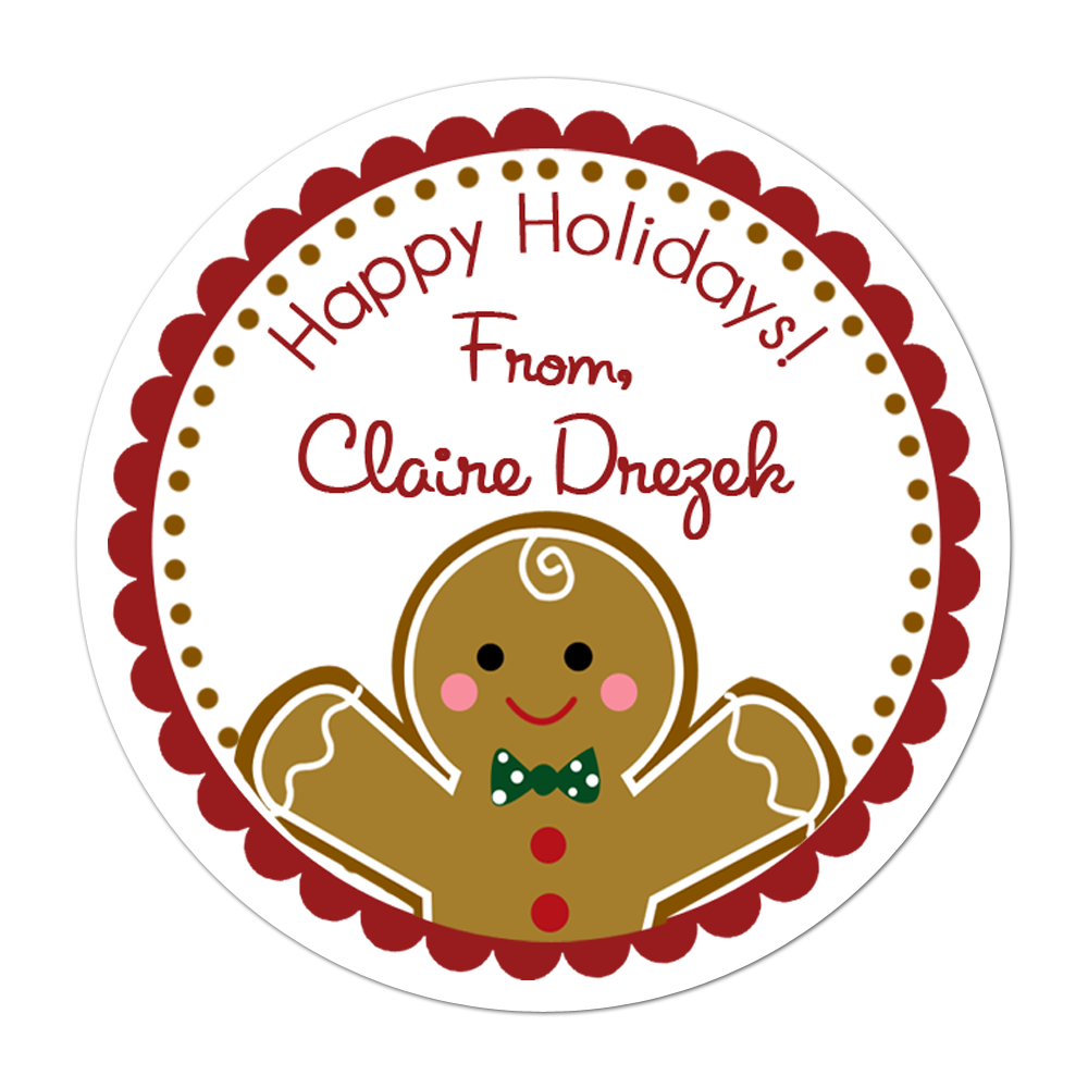 Gingerbread Boy Personalized Sticker Christmas Stickers - INKtropolis