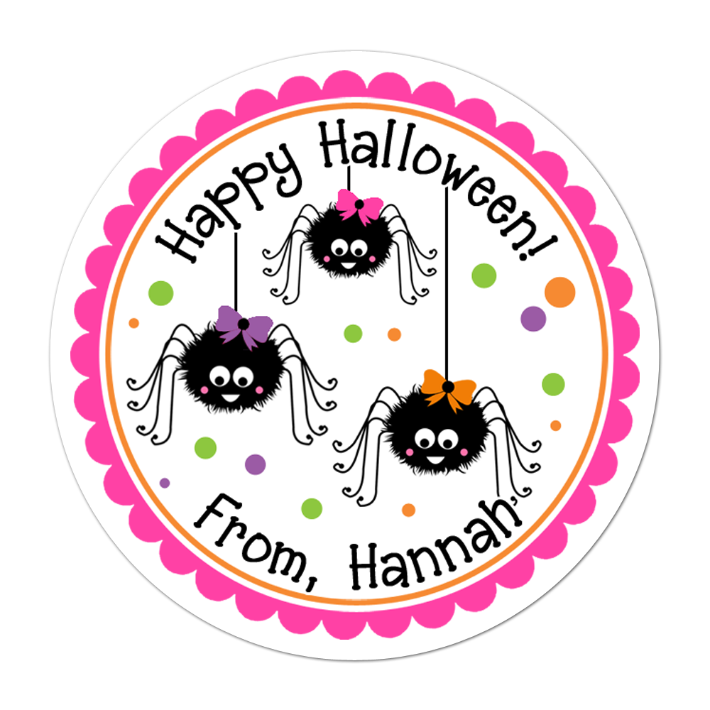 Girly Spiders Personalized Sticker Halloween Stickers - INKtropolis