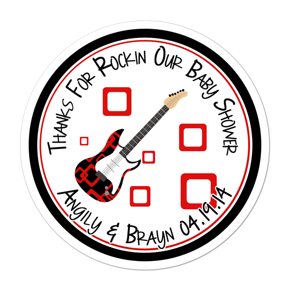 Guitar Personalized Sticker Baby Shower Stickers - INKtropolis