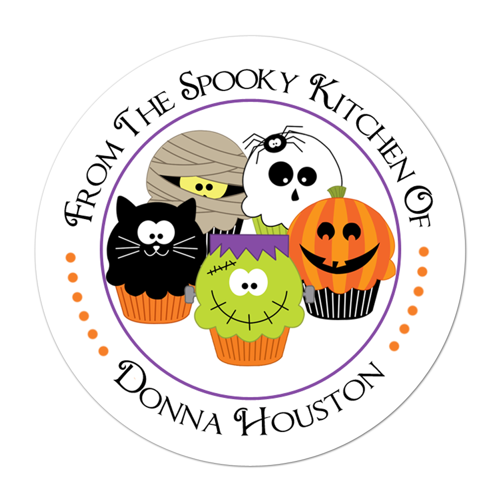Halloween Cupcakes Personalized Sticker Halloween Stickers - INKtropolis