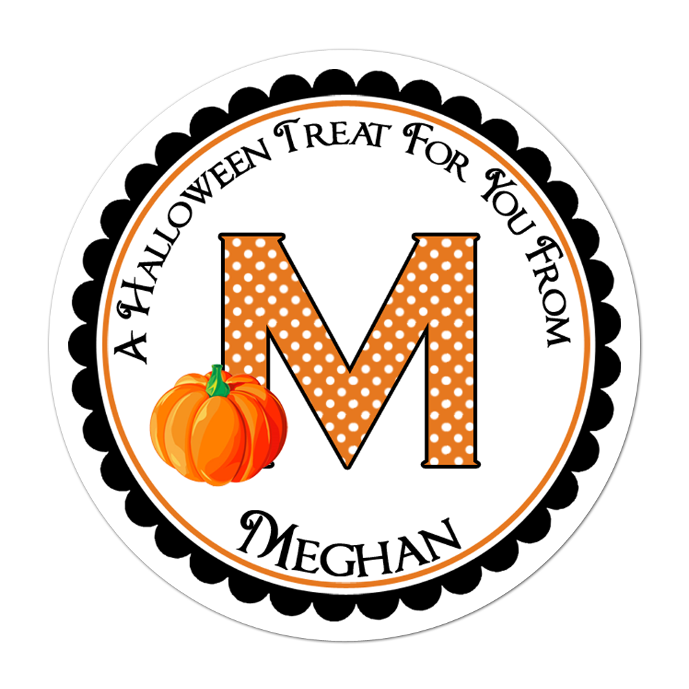 Monogram Pumpkin Personalized Sticker Halloween Stickers - INKtropolis