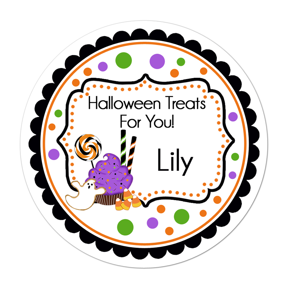 Halloween Treats Fancy Frame Personalized Sticker Halloween Stickers - INKtropolis