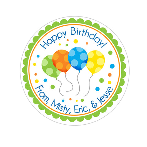 Happy Birthday Balloons Personalized Sticker