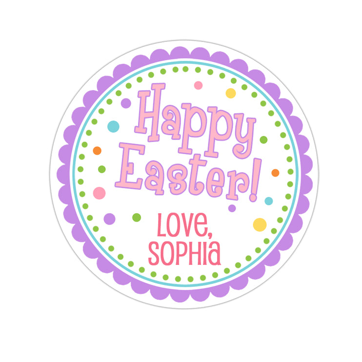 Happy Easter Pink and Purple Personalized Sticker Other Holiday Stickers - INKtropolis