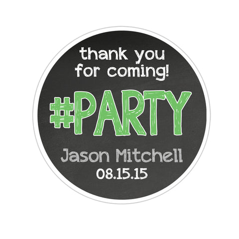 #Party Thank You Chalkboard Background Personalized Birthday Favor Sticker