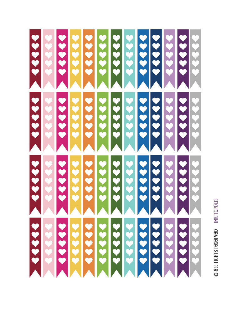 Monthly Planner Stickers Heart Rainbow Flags Stickers Planner Labels Compatible with Erin Condren Vertical Life Planner planner sticker - INKtropolis