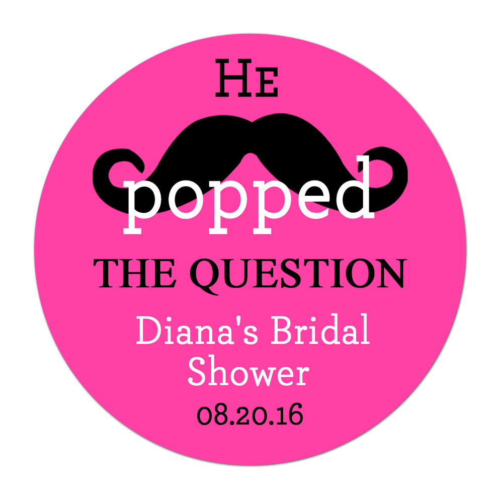 Popped The Question Mustache Personalized Sticker Wedding Stickers - INKtropolis