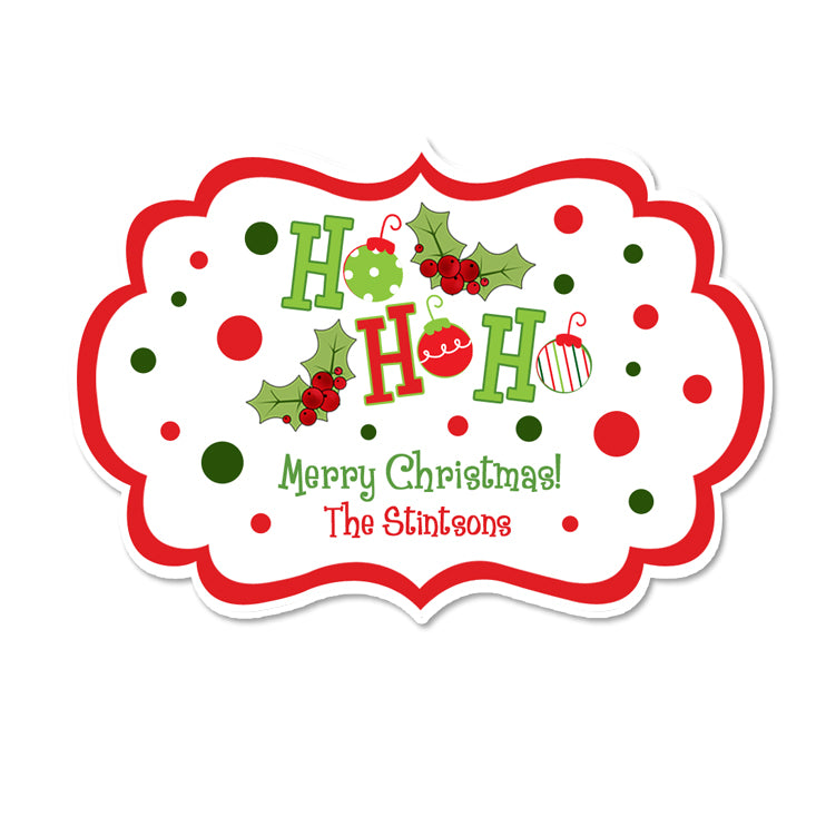 Ho Ho Ho Fancy Framed Shaped Personalized Sticker Christmas Stickers - INKtropolis
