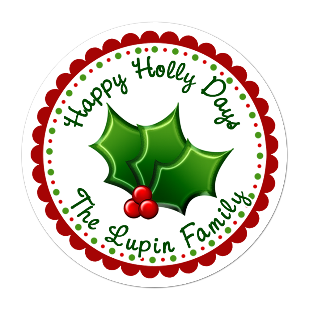 Holly Personalized Sticker Christmas Stickers - INKtropolis