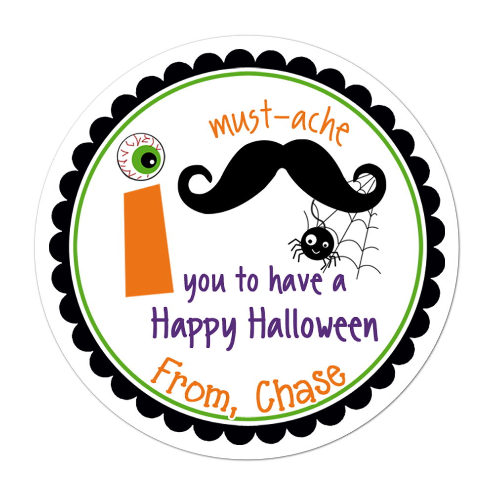 Mustache Halloween Personalized Sticker Halloween Stickers - INKtropolis