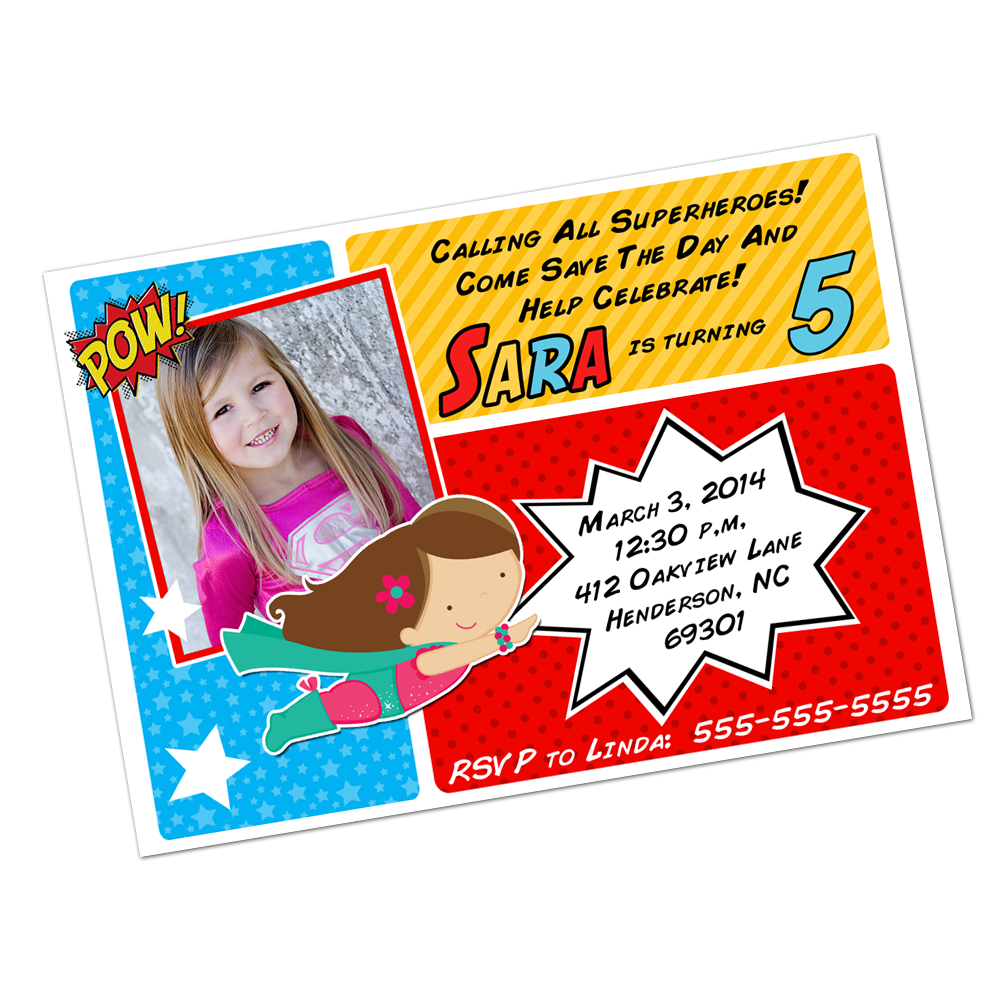 Superhero Girl Digital Invitation Digital Invitations - INKtropolis