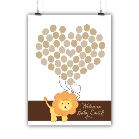 Personalized Baby Shower Guest Book Alternative - Lion