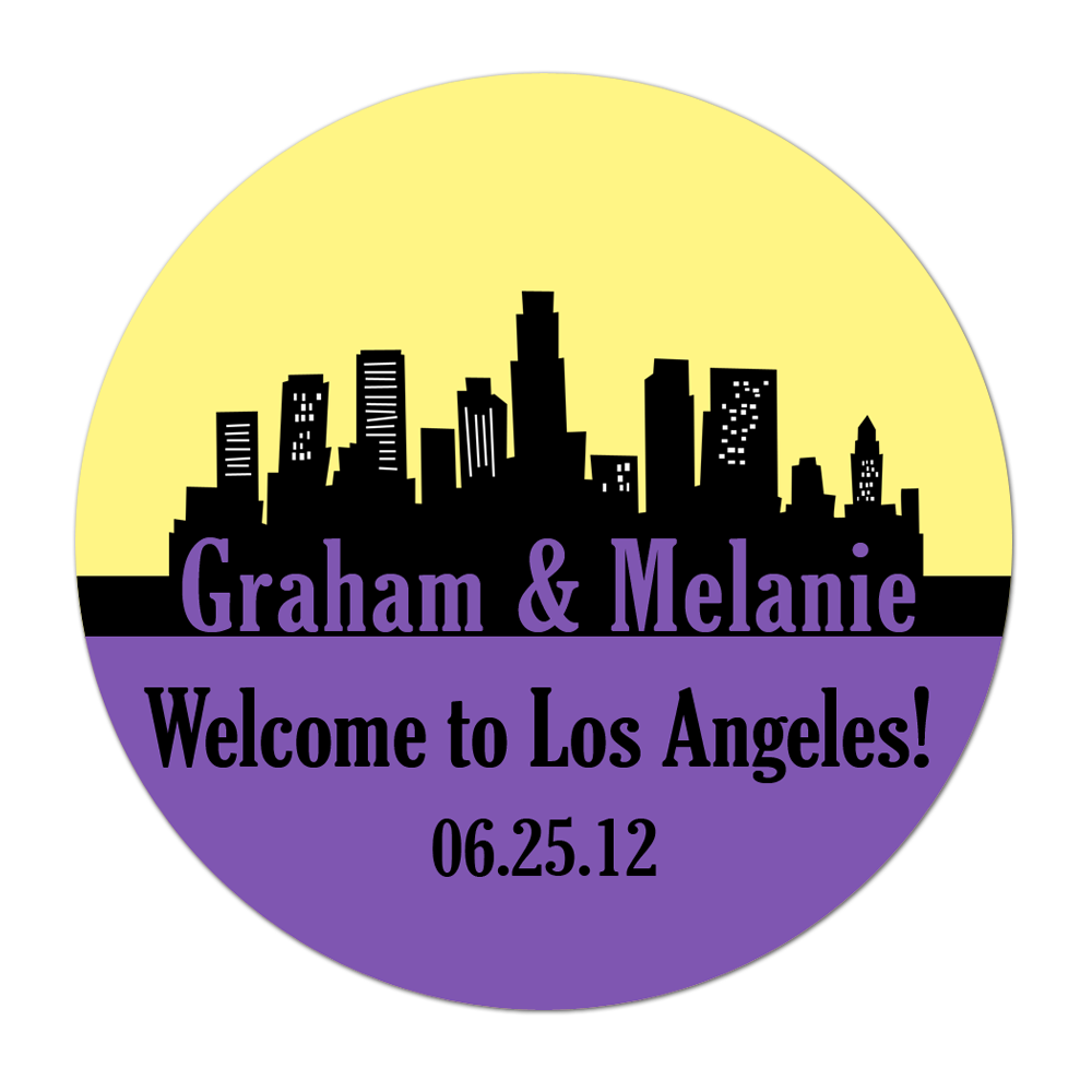 Los Angeles Skyline Personalized Sticker Wedding Stickers - INKtropolis