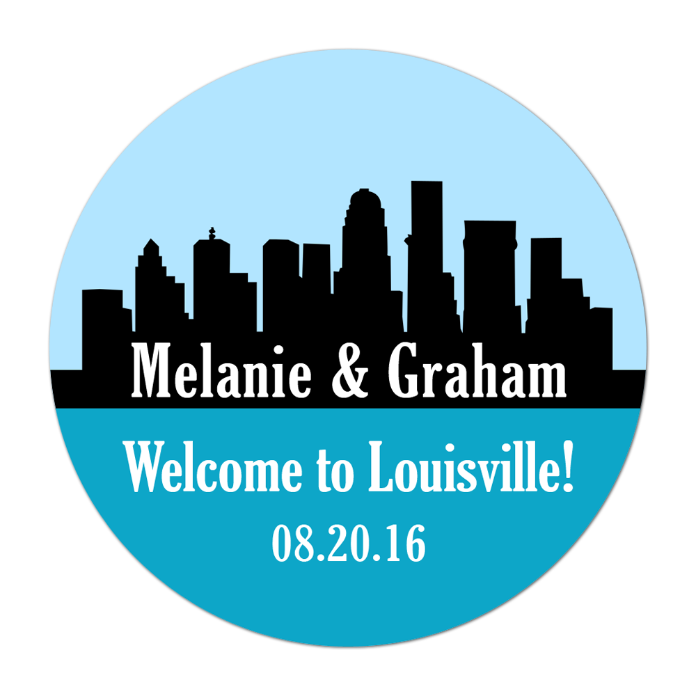 Louisville Kentucky Skyline Personalized Sticker Wedding Stickers - INKtropolis
