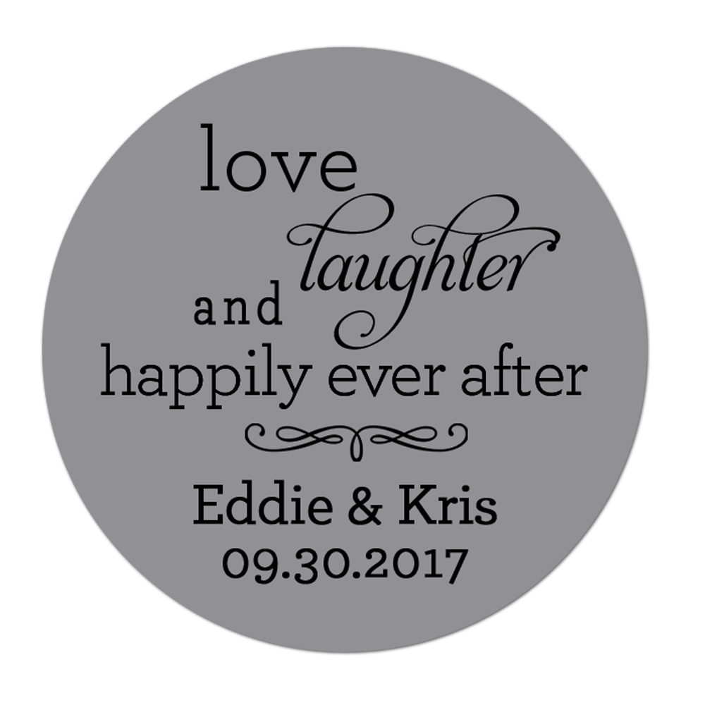 Love Laughter and Happily Ever After Personalized Sticker Wedding Stickers - INKtropolis