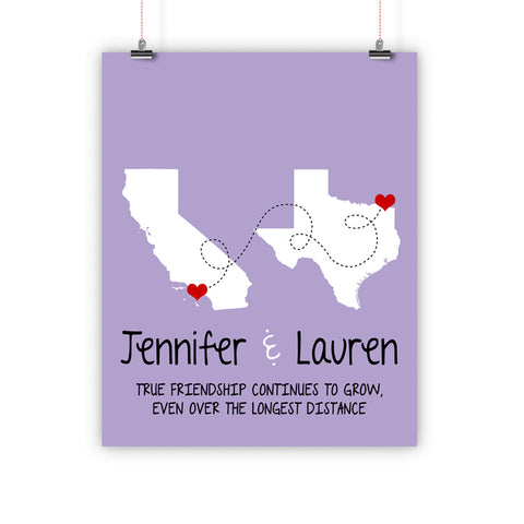 Best Friend Christmas Gift, Long Distance Relationship Map