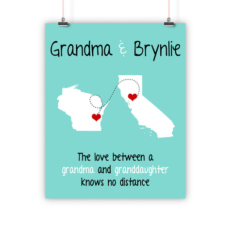 Grandparent's Day Gift, Long Distance Relationship Map