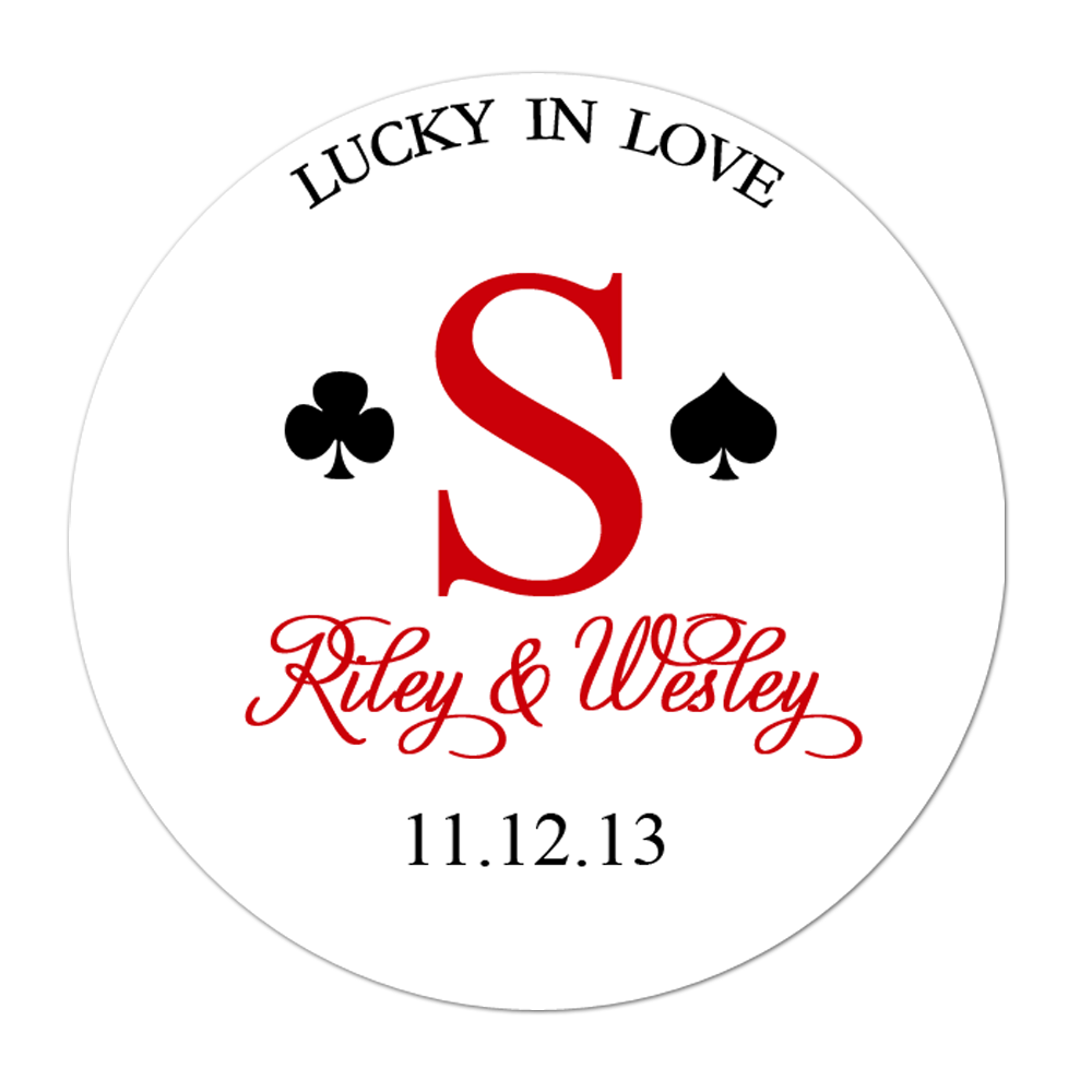 Lucky In Love Casino Style Personalized Sticker Wedding Stickers - INKtropolis