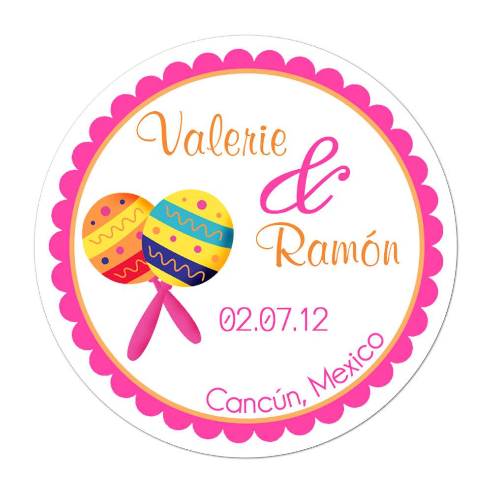 Maracas Fiesta Personalized Sticker Wedding Stickers - INKtropolis