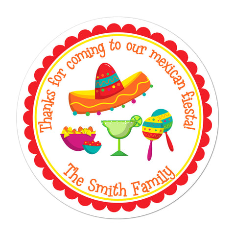 Mexican Fiesta Personalized Birthday Favor Sticker