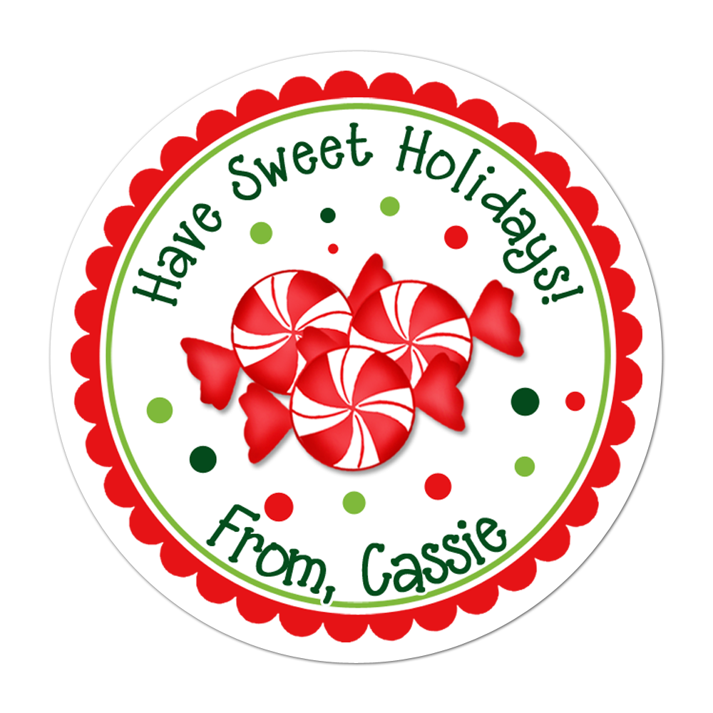 Peppermint Candy Personalized Sticker Christmas Stickers - INKtropolis