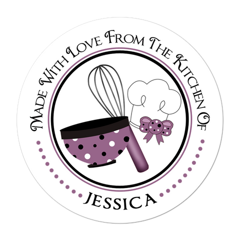 Mixing Bowl Chef Hat Personalized Kitchen Labels