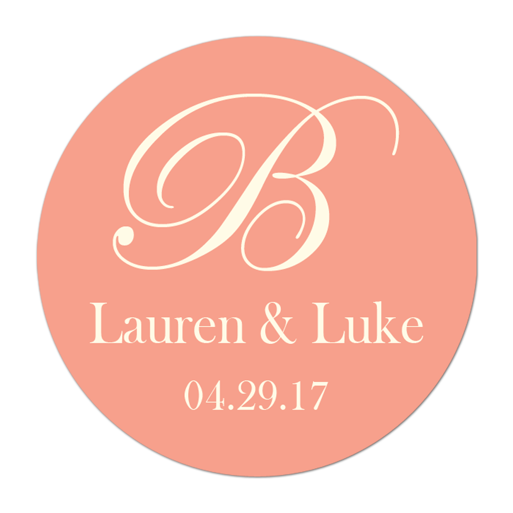 Last Name Initial Monogram Personalized Sticker Wedding Stickers - INKtropolis
