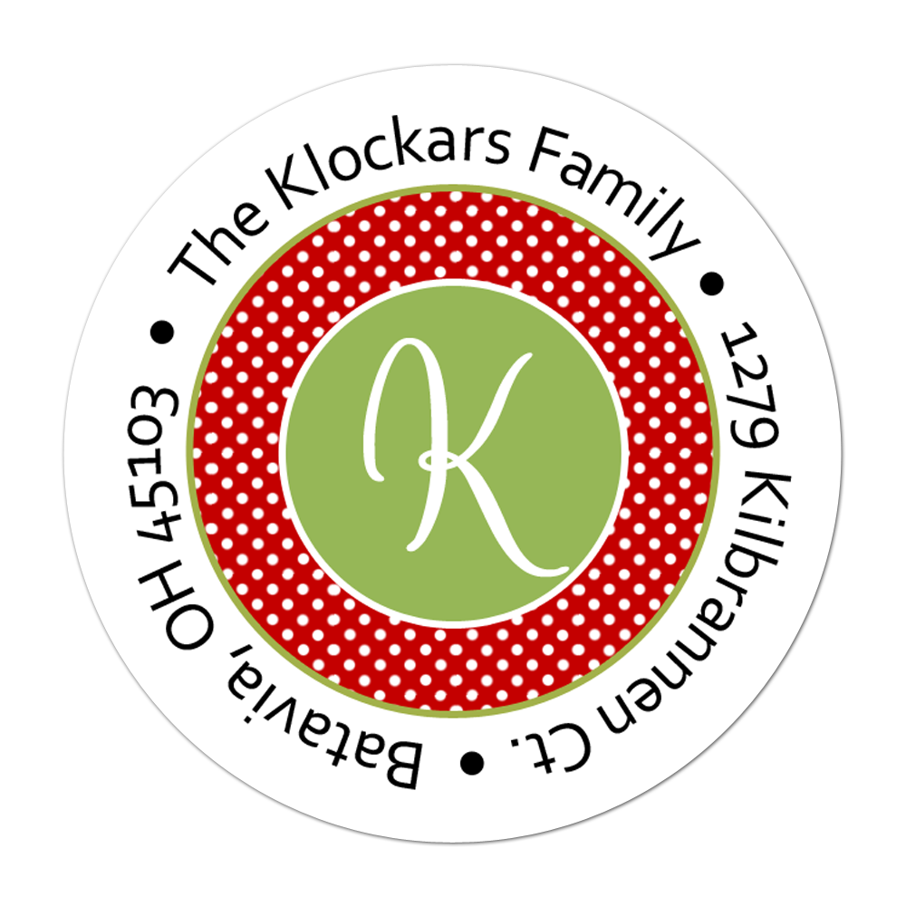 Monogram Polka Dot Personalized Sticker Christmas Stickers - INKtropolis