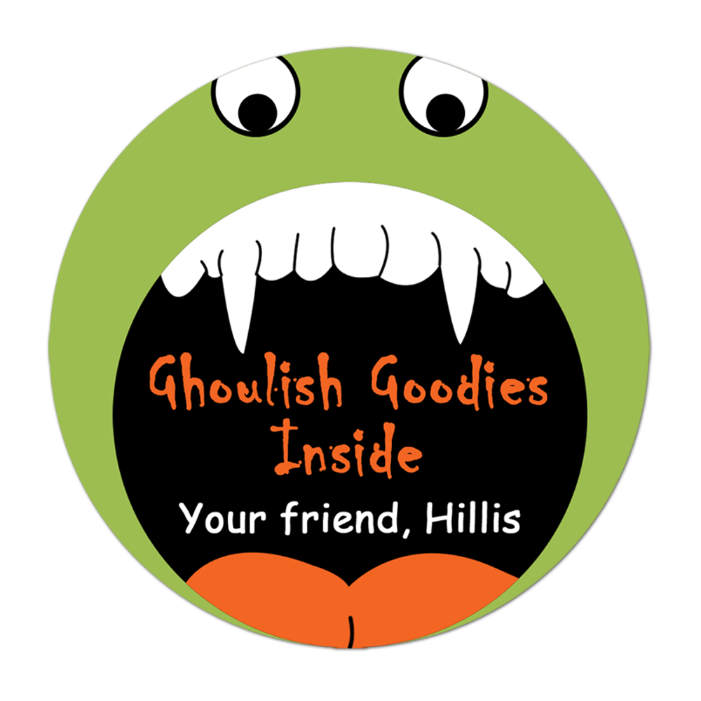 Monster Face Personalized Sticker Halloween Stickers - INKtropolis