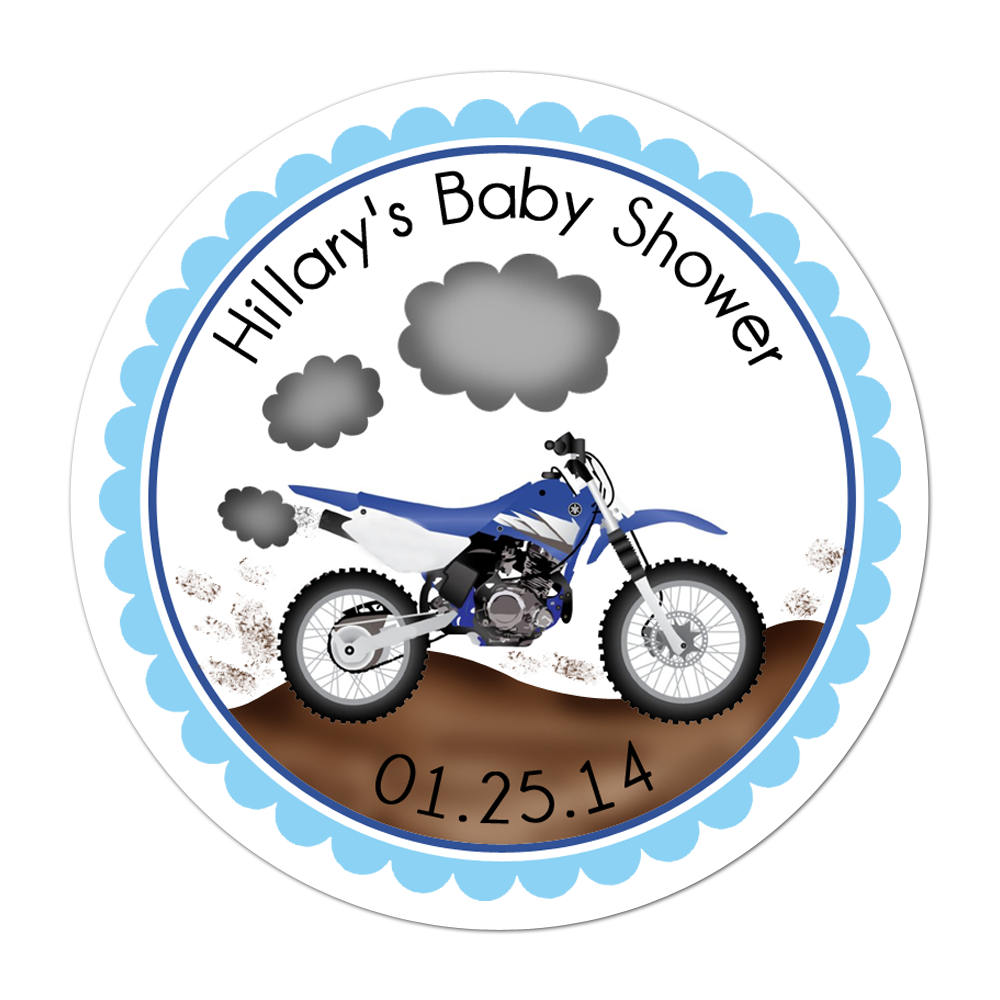 Dirtbike Personalized Sticker Baby Shower Stickers - INKtropolis