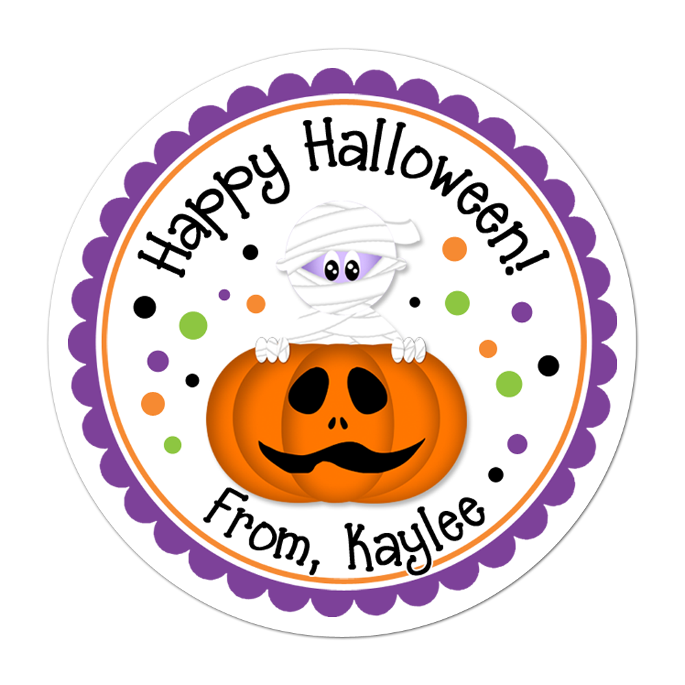 Mummy In Pumpkin Personalized Sticker Halloween Stickers - INKtropolis