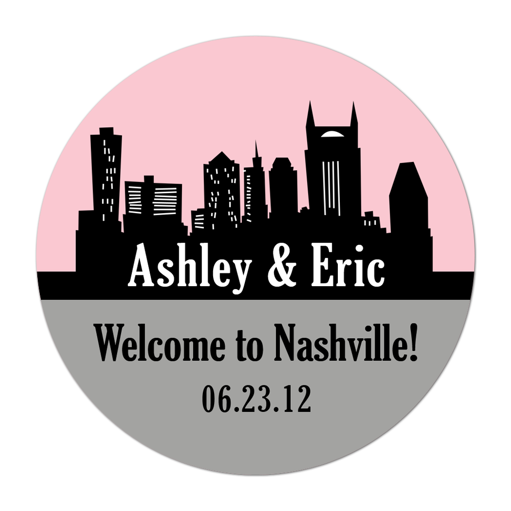 Nashville Tennessee Skyline Personalized Sticker Wedding Stickers - INKtropolis