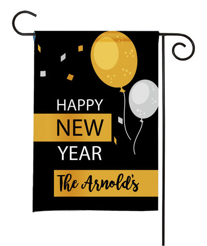 Personalized Happy New Year Garden Flag - Balloons