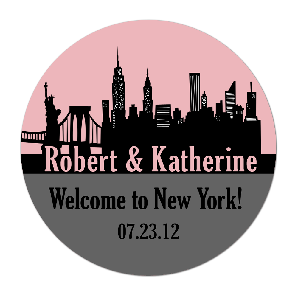New York City Skyline Personalized Sticker Wedding Stickers - INKtropolis