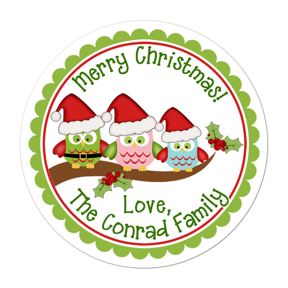 Owl Family Personalized Sticker Christmas Stickers - INKtropolis
