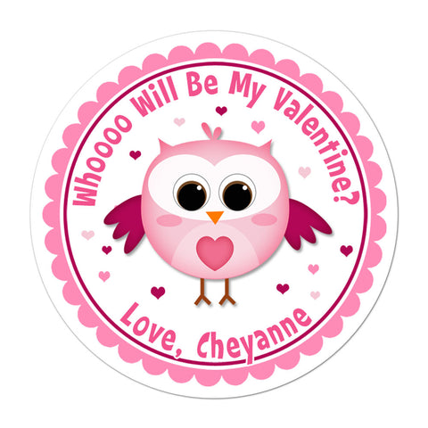 Owl Personalized Valentines Day Sticker