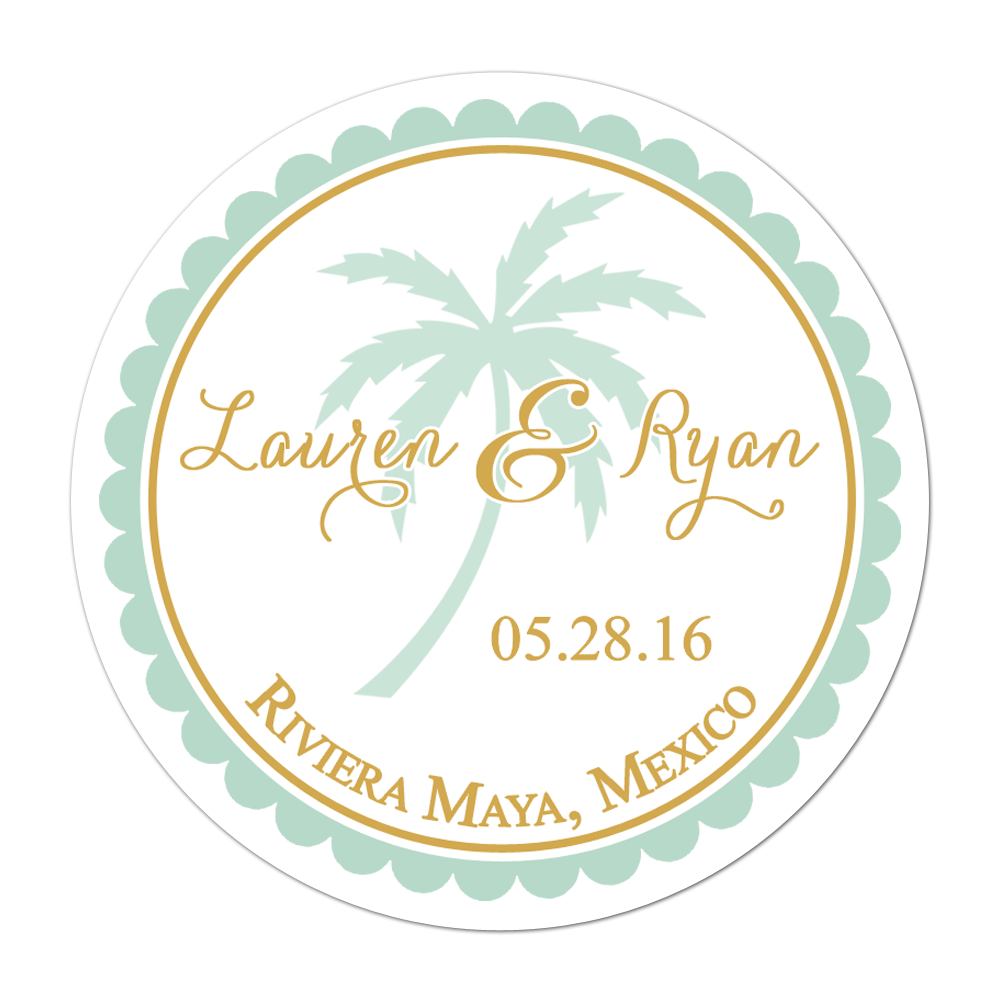 Palm Tree Personalized Sticker Wedding Stickers - INKtropolis