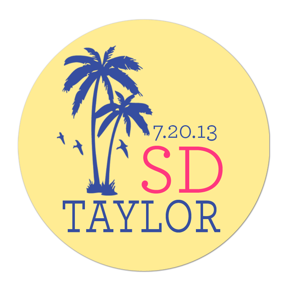 Palm Tree Personalized Sticker Wedding Stickers - INKtropolis