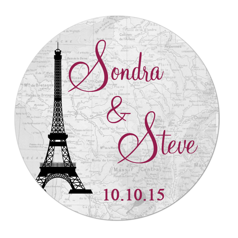 Paris Eiffel Tower Personalized Sticker Wedding Stickers - INKtropolis