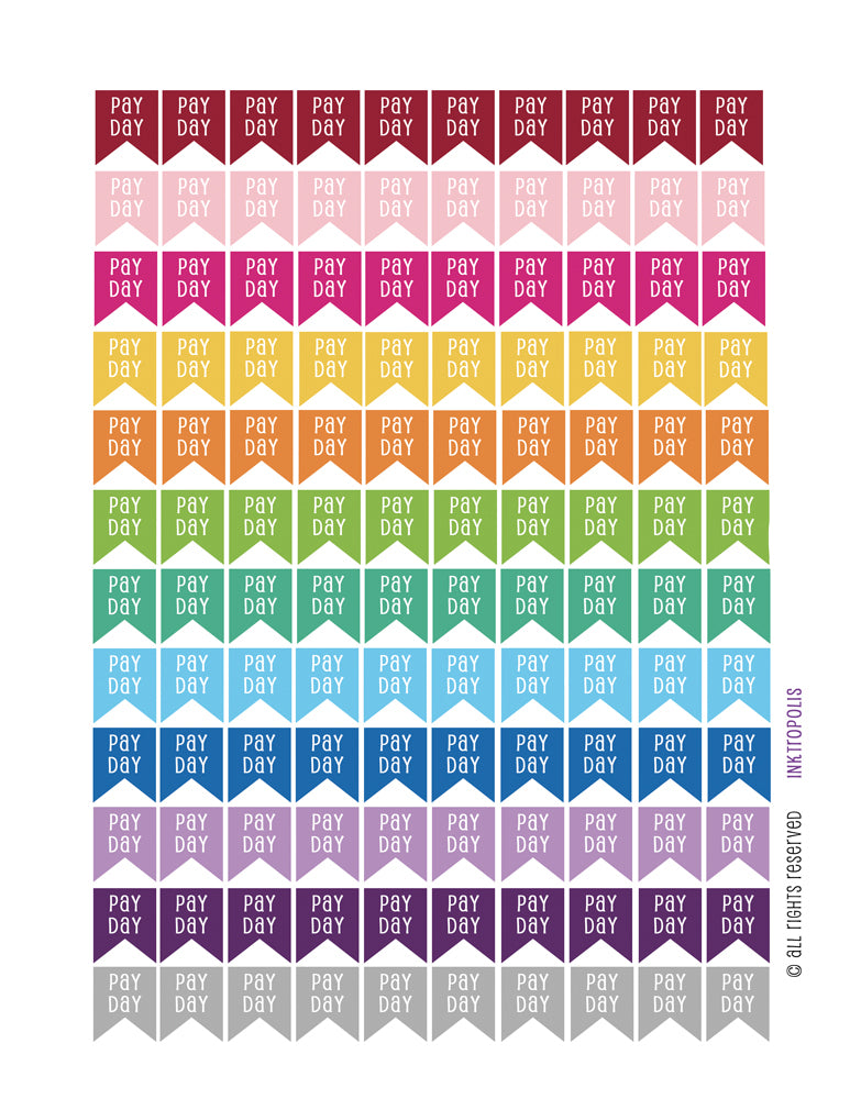 Monthly Planner Stickers Pay Day Flag Stickers Planner Labels Compatible with Erin Condren Vertical Life Planner planner sticker - INKtropolis
