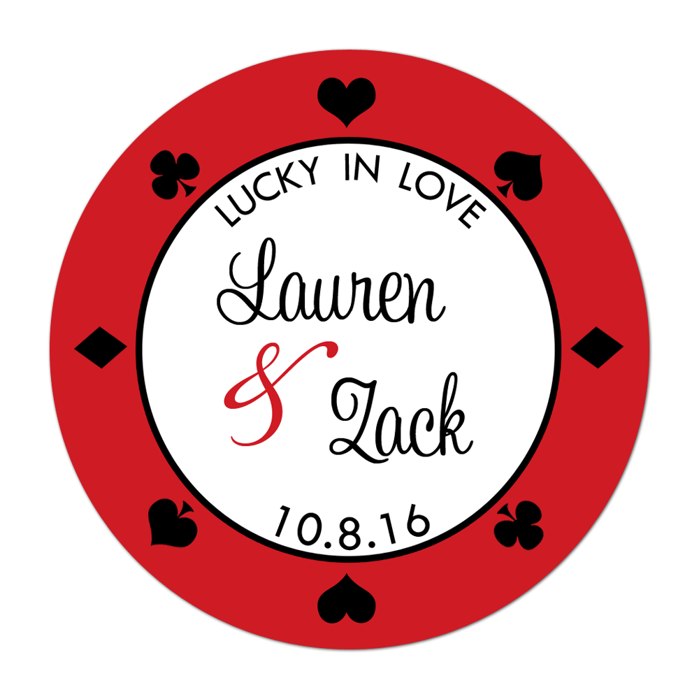 Poker Chip Personalized Sticker Wedding Stickers - INKtropolis
