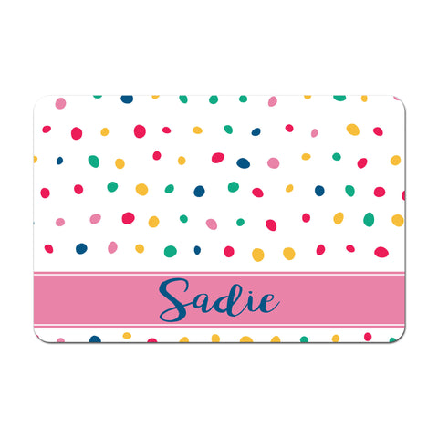 Personalized Pet Food Placemat - Polka Dots
