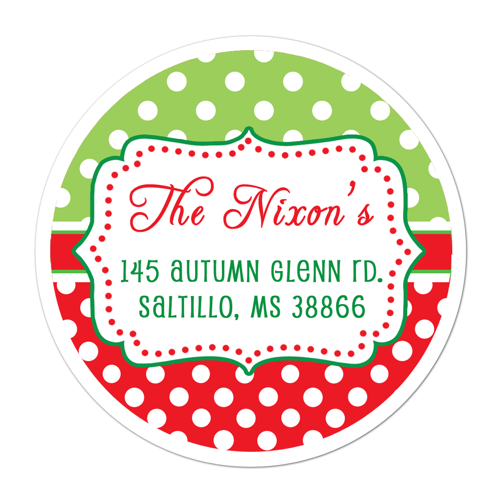 Polka Dot Fancy Frame Personalized Sticker Christmas Stickers - INKtropolis