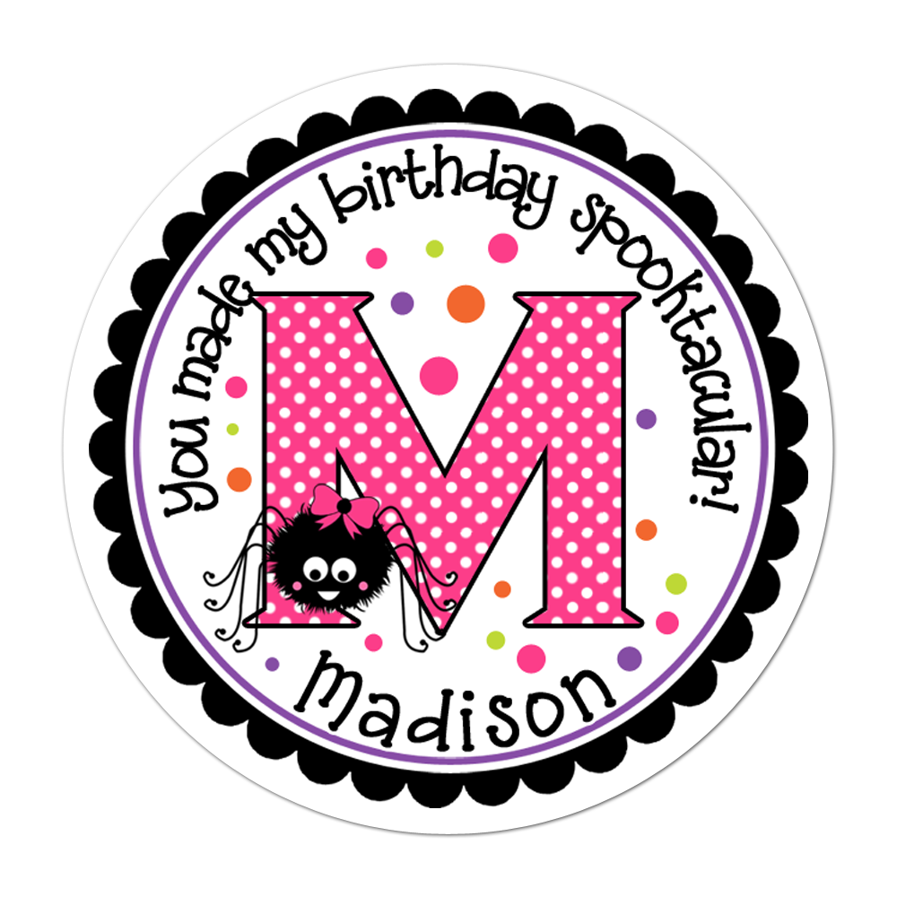 Monogram Girly Spider Personalized Sticker Halloween Stickers - INKtropolis