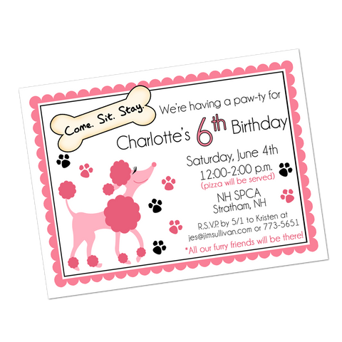 Poodle Digital Birthday Invitation